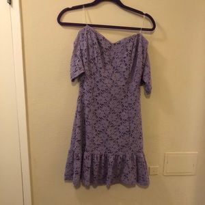modcloth purple off shoulder dress